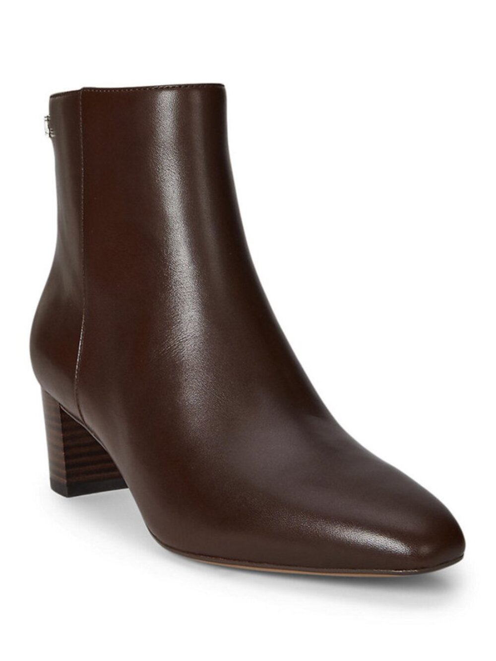 Lauren Ralph Lauren Demi Leather Block Heel Booties Brown Size 8.5 NWT